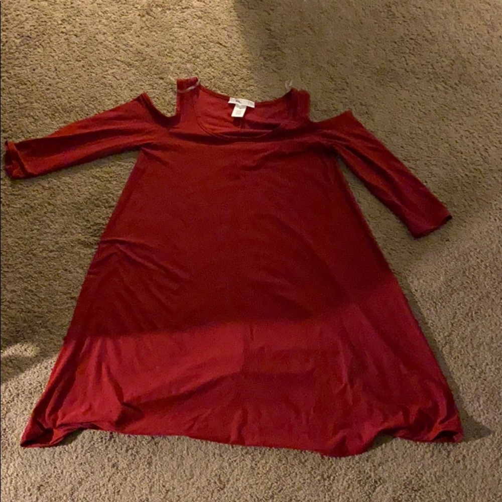 Red off the shoulder dress